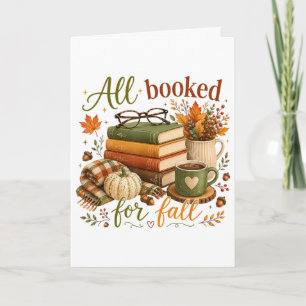All Booked for Fall Books Coffee Cosy Autumn Holiday Card
