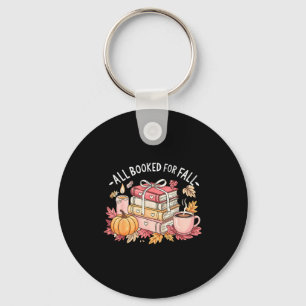 All Booked For Fall Books Coffee Fall Leaves Pumpk Key Ring