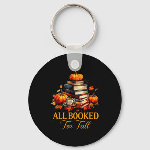 All Booked For Fall Books Coffee Fall Leaves Pumpk Key Ring
