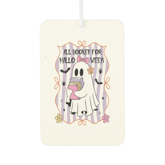 All Booked For Halloween  Teacher Ghost Car Air Freshener (Front)