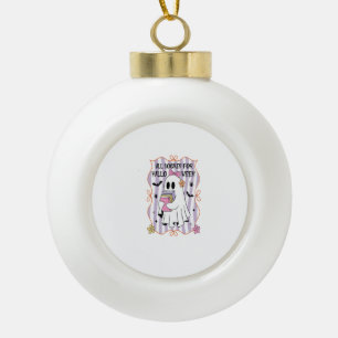 All Booked For Halloween Teacher Ghost Ceramic Ball Christmas Ornament