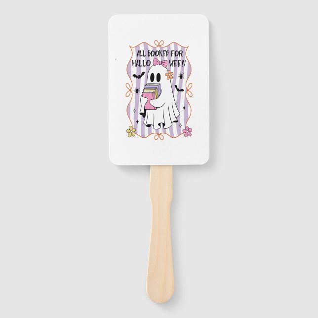All Booked For Halloween  Teacher Ghost Hand Fan (Front)