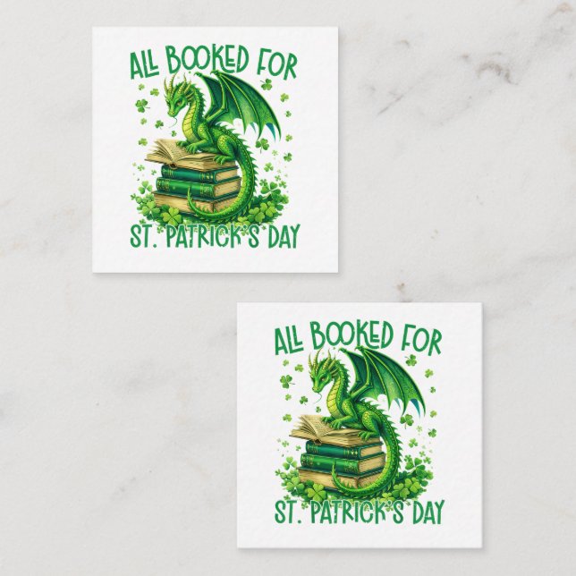 All Booked for St Patrick's Day Square Business Card (Front/Back)