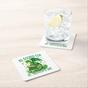 All Booked for St Patrick's Day Square Paper Coaster