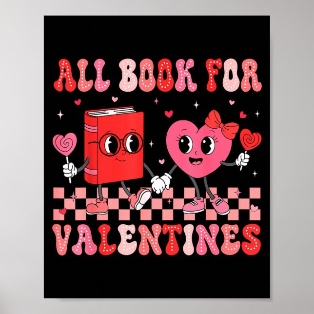 All Booked For Valentine Book Librarian Teacher Wo Poster (Front)