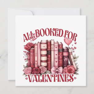 All Booked for Valentine Bookish Book lover  Invitation