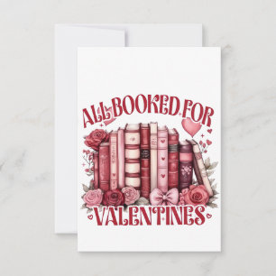 All Booked for Valentine Bookish Book lover  Thank You Card