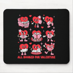 All Booked For Valentine Candy Heart Reading Book Mouse Pad