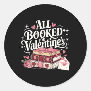 All Booked For Valentine's Day Pretty Coquette Rea Classic Round Sticker