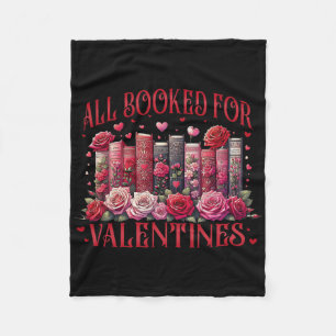 All Booked For Valentines Floral Valentine Book Lo Fleece Blanket