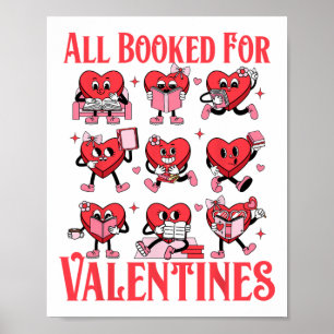 All Booked For Valentines Heart Book Bookworm Teac Poster