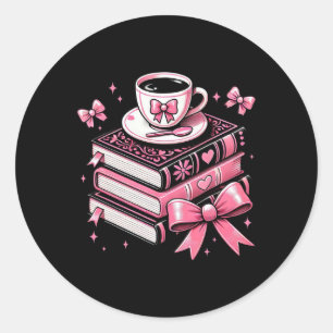 All Booked For Valentine's Teacher Coquette Bow Co Classic Round Sticker