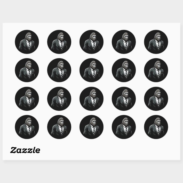 All Business Bigfoot - Funny Stylish Sasquatch Classic Round Sticker (Sheet)