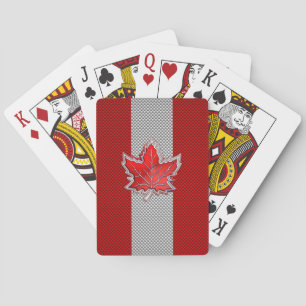 All Canadian Red Maple Leaf on Carbon Fibre Print Playing Cards