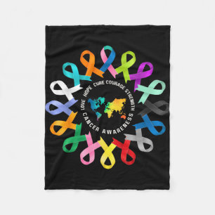 All Cancer Awareness Fight Cancer Ribbon Support Fleece Blanket