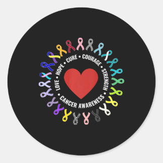 All Cancer Awareness Heart Ribbon Support Fight Th Classic Round Sticker