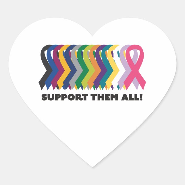 All Cancer Awareness Heart Sticker (Front)