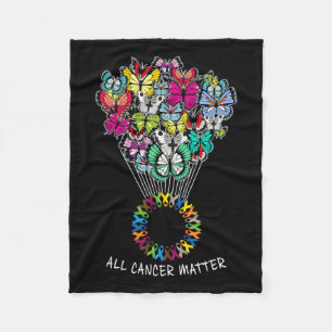 All Cancer Awareness Problems Butterfly All Ribbon Fleece Blanket
