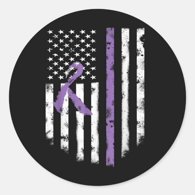All Cancer Awareness Shirt Lavender Ribbon America Classic Round Sticker (Front)