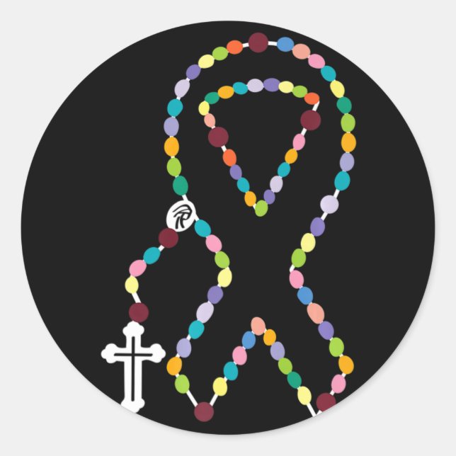 All Cancer Matters Awareness Cross All Ribbons  Classic Round Sticker (Front)