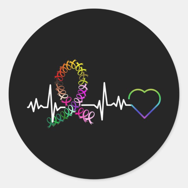 All Cancer Matters Awareness Day Heartbeat Cancer  Classic Round Sticker (Front)