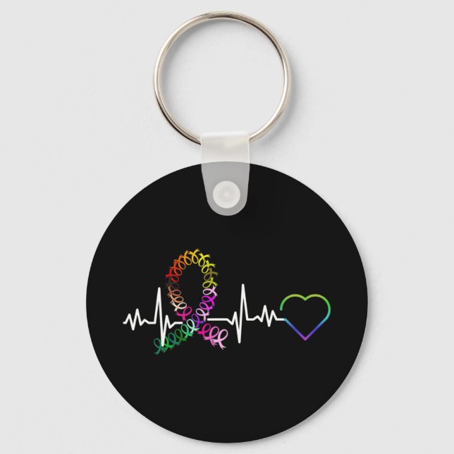All Cancer Matters Awareness Day Heartbeat Cancer  Key Ring (Front)