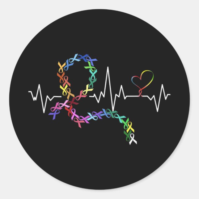 All Cancer Matters Awareness Day Heartbeat Premium Classic Round Sticker (Front)