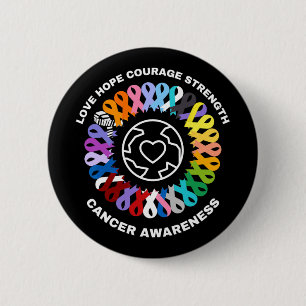 All Cancer Matters Awareness Every Colour Ribbons  6 Cm Round Badge