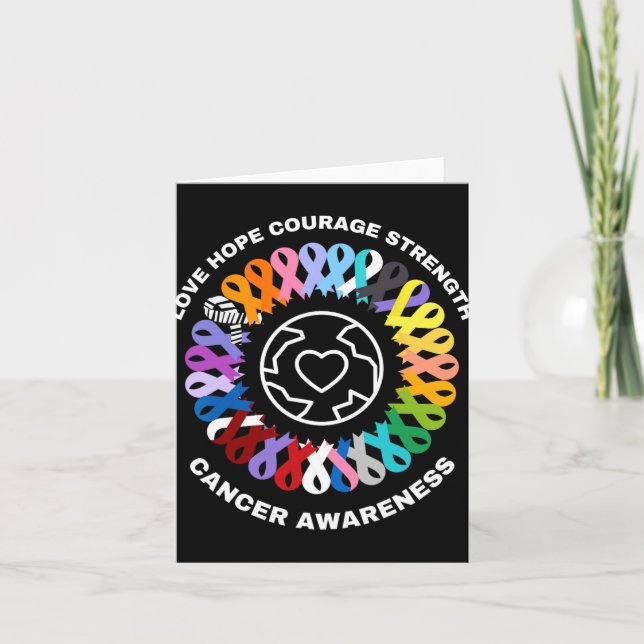 All Cancer Matters Awareness Every Colour Ribbons  Card (Front)