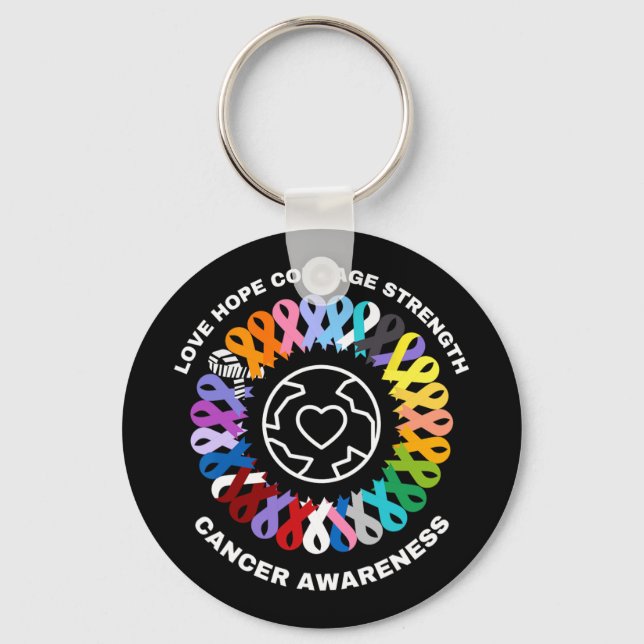 All Cancer Matters Awareness Every Colour Ribbons  Key Ring (Front)