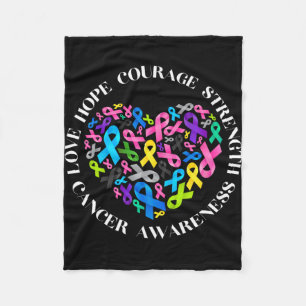 All Cancer Matters Awareness Fight All Cancer Ribb Fleece Blanket