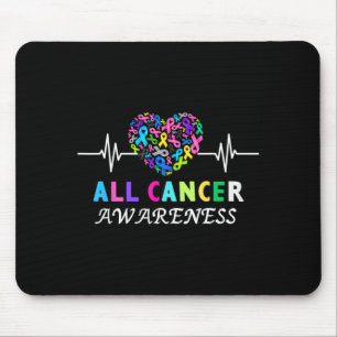 All Cancer Matters Heartbeat Multicolor Ribbon Mouse Pad