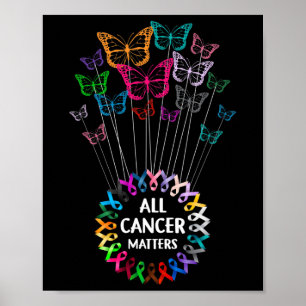All Cancer Problem Butterflies Ribbons World Cance Poster