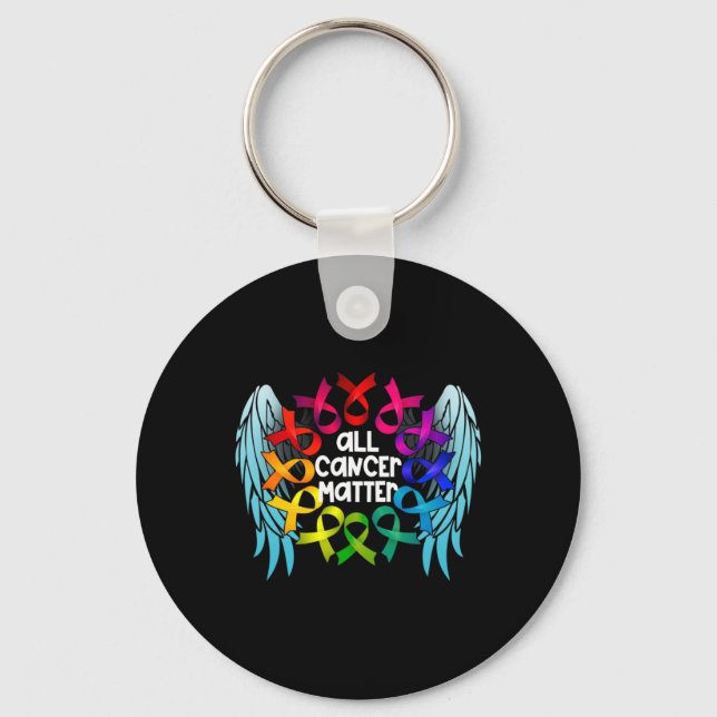 All Cancer Problem World Cancer Awareness Multicol Key Ring (Front)