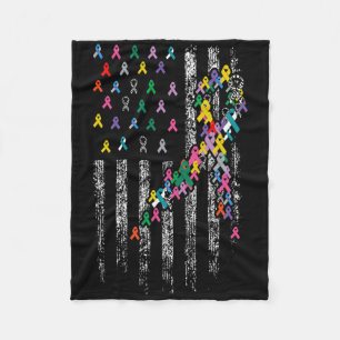 All Cancer Problems World Cancer Awareness Ribbons Fleece Blanket