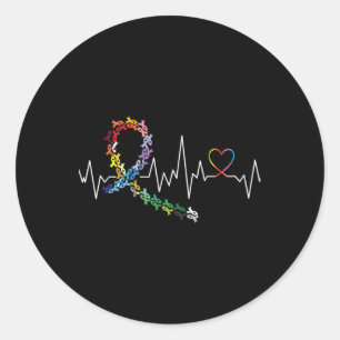 All Cancer S Awareness Day Heartbeat  Classic Round Sticker