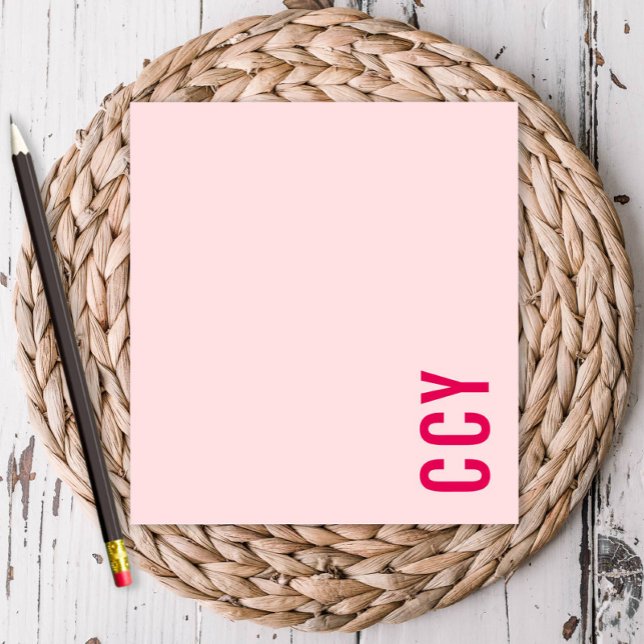 All Cap Sideways Monogram Pink Personalised Notepad (Creator Uploaded)