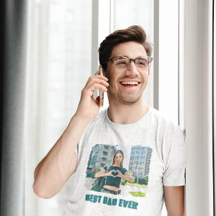 All Caps Best Dad Ever Photo Tri-Blend Shirt
