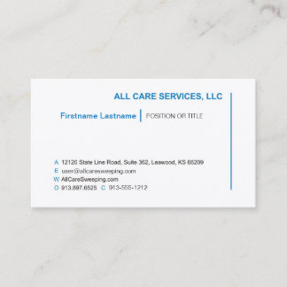 All Care Services - Job Title Business Card