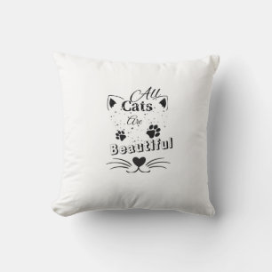 All Cats Are Beautiful – Minimal Cute Cat Design Cushion