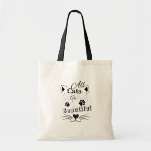 All Cats Are Beautiful – Minimal Cute Cat Design Tote Bag