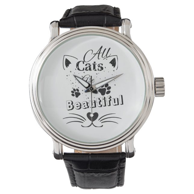 All Cats Are Beautiful – Minimal Cute Cat Design Watch (Front)