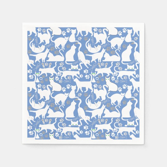 All Cats pattern.w.bx4 L Blue BG Napkin (Front)