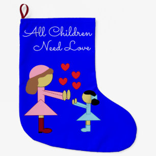 All Children Need Love: Blue Large Christmas Stocking