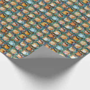 All Coffee Cups Abstract Watercolor Pattern Wrapping Paper