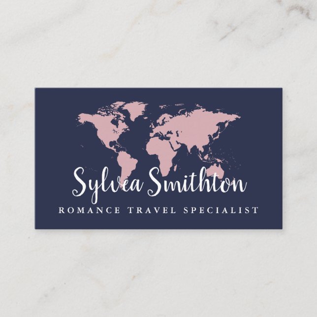 ALL COLORS EDITABLE World Map Business Card (Front)