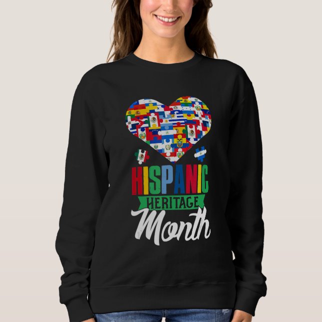 All Countries Flags Heart Hispanic Heritage Month Sweatshirt (Front)