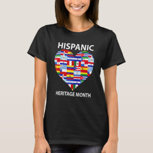 All Countries Flags Heart Hispanic Heritage Month T-Shirt