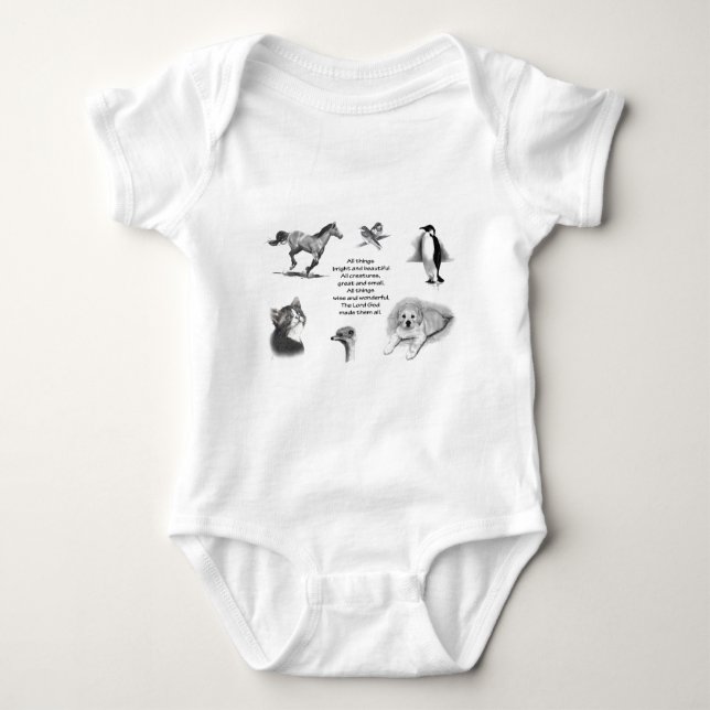 All Creatures Great And Small: Animals: Scripture Baby Bodysuit (Front)