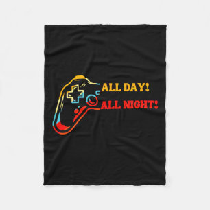 All Day-all Night Gamer Tee – Funny Gift For Conso Fleece Blanket